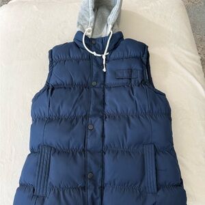 Wantdo Men’s Winter Warm Vest Jacket Waterproof Puffer Vest Removable Hood Sz M
